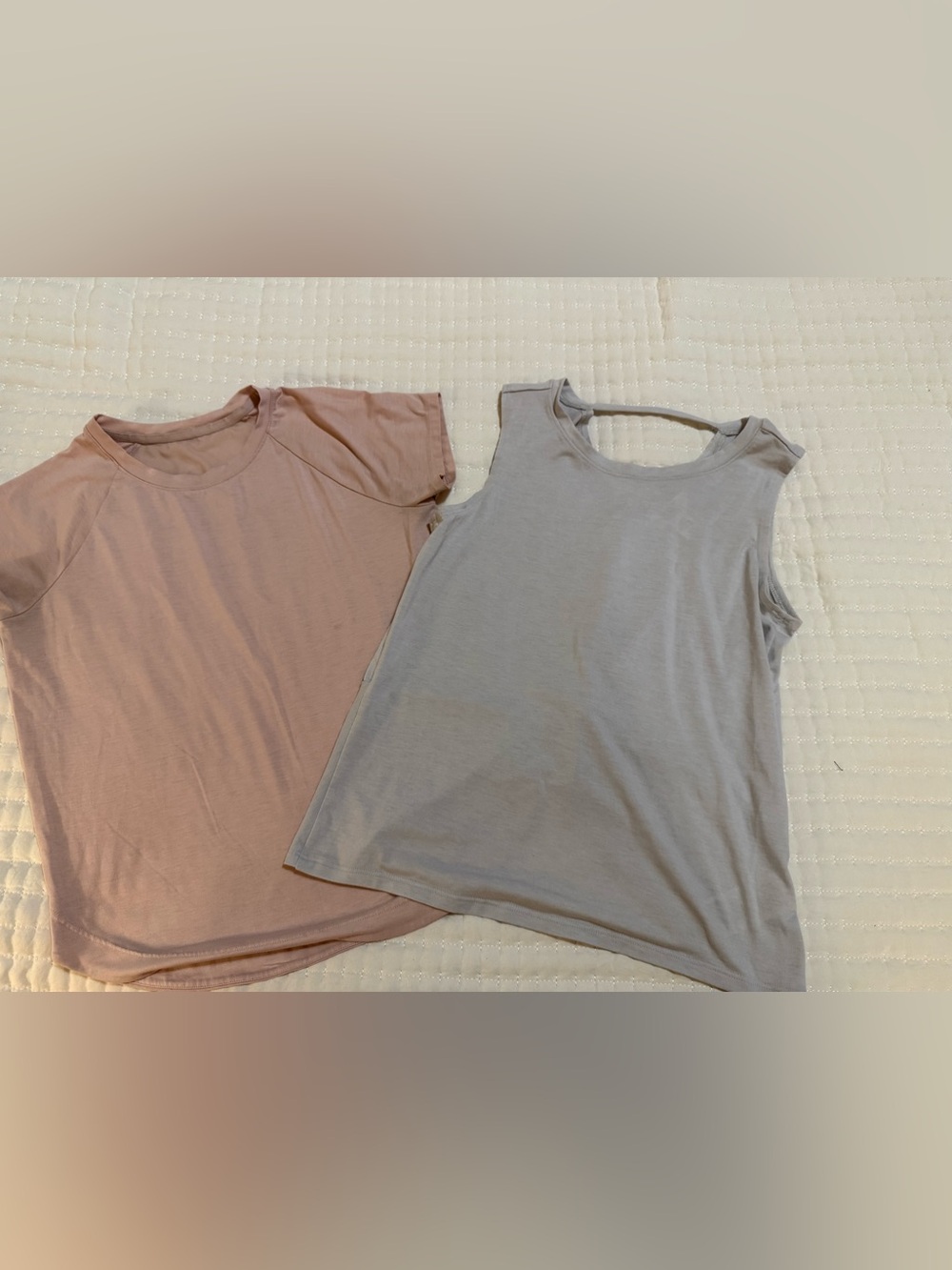 Athleta Girl Casual Scoop Neck Tops and Tank - Pink and Light Gray